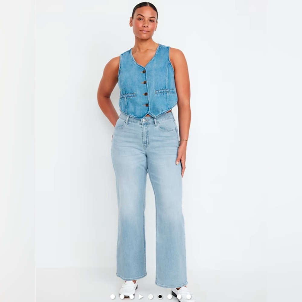 🆕 Old Navy Women's High-Waisted Wow Wide-Leg Jeans Light Wash 10 Regular M - Picture 3 of 16
